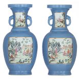 A pair of Chinese claire-de-lune baluster vase