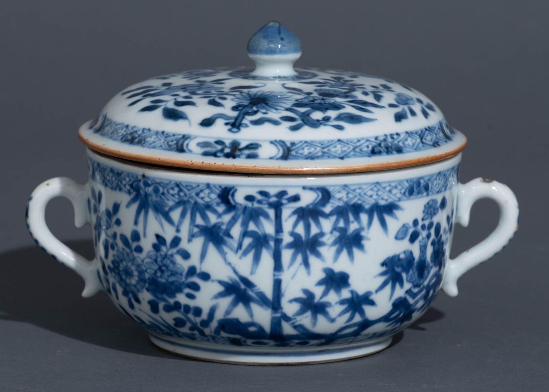 A Chinese blue and white and gilt floral decorated plate and a ditto bowl and cover; added eight dit - Image 2 of 29