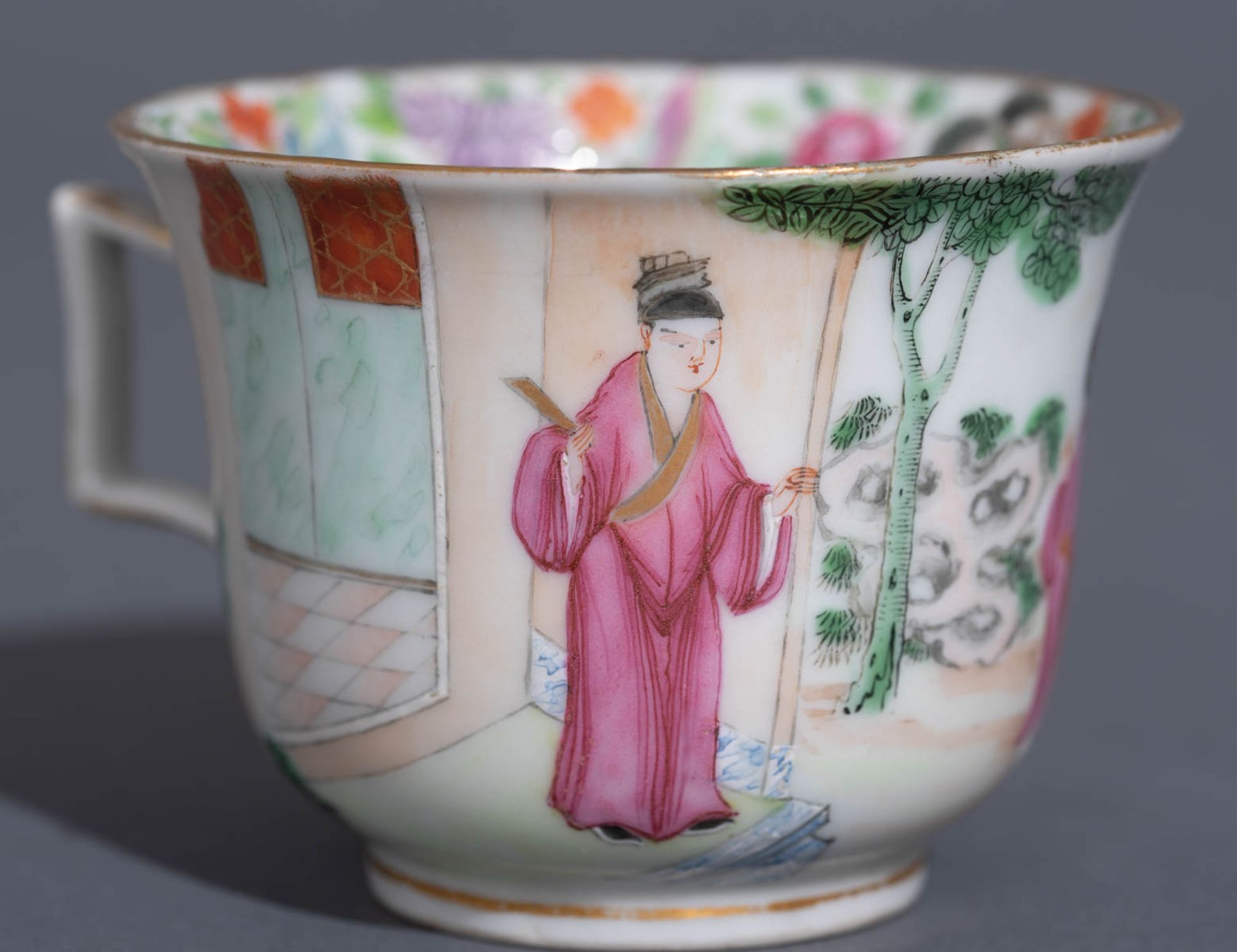 Six Chinese export porcelain Canton teacups and matching saucers - Image 43 of 62