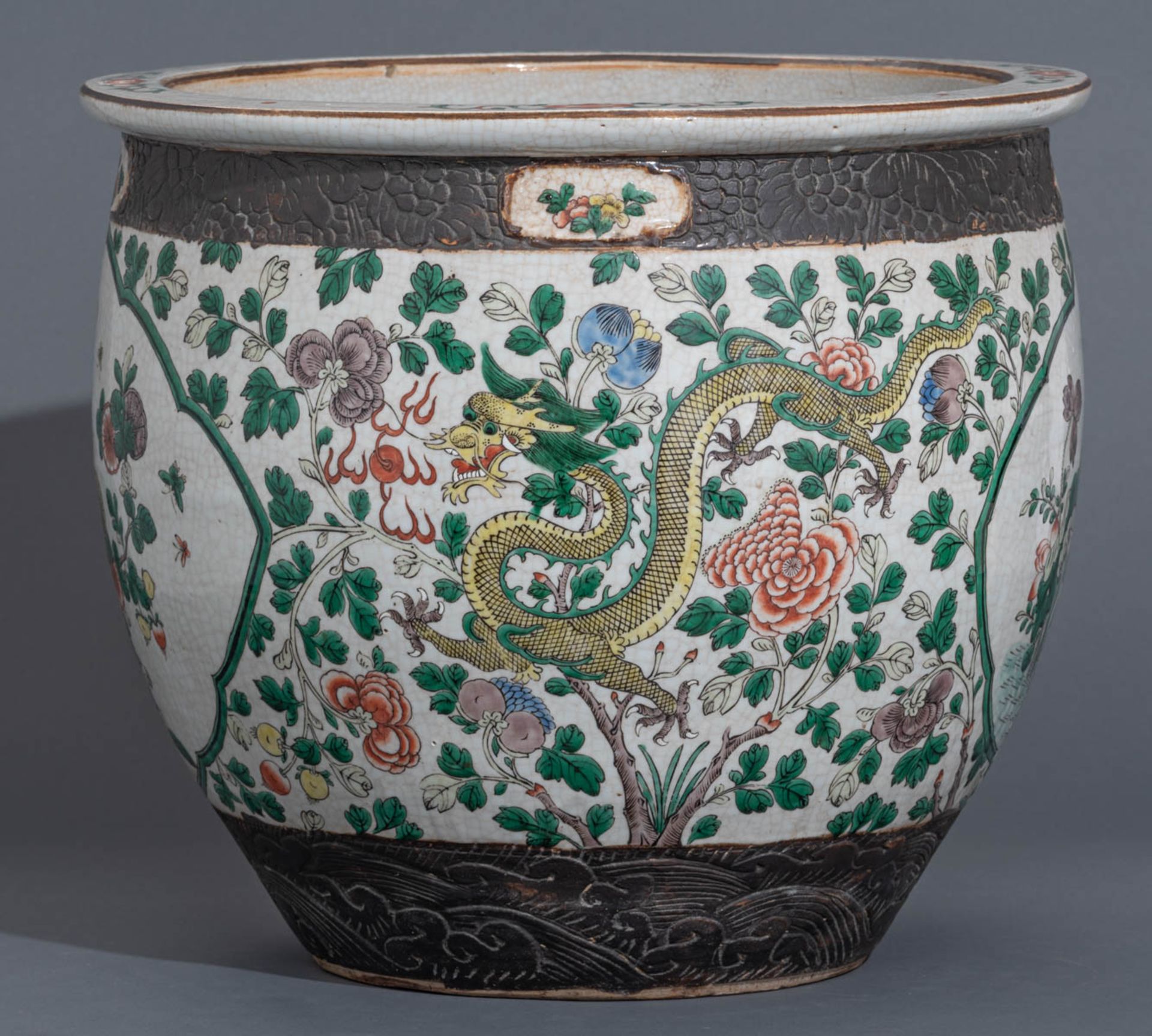 A Chinese crackle-glazed Nanking ware jardinière - Image 4 of 7