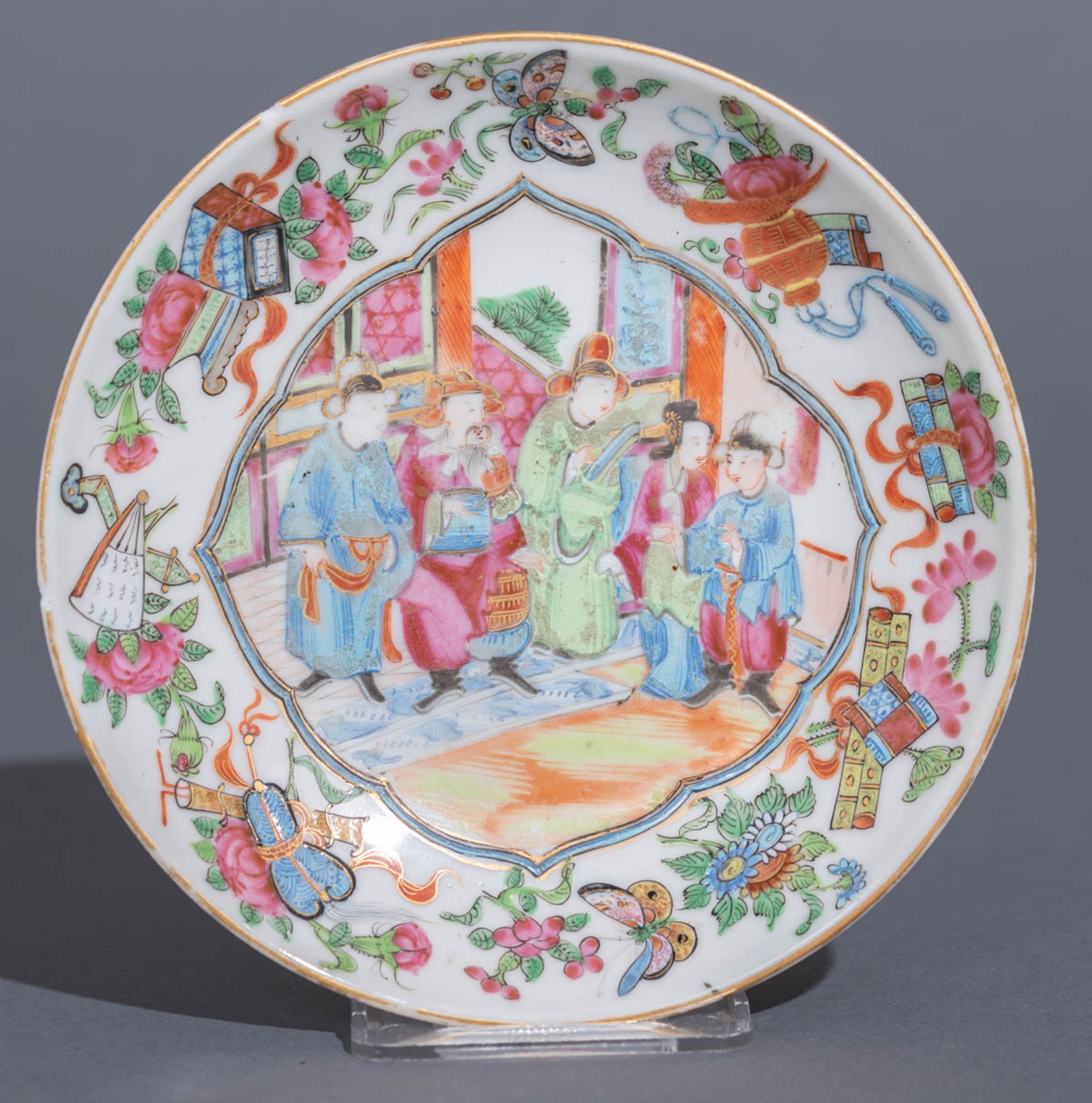 Six Chinese export porcelain Canton teacups and matching saucers - Image 10 of 62