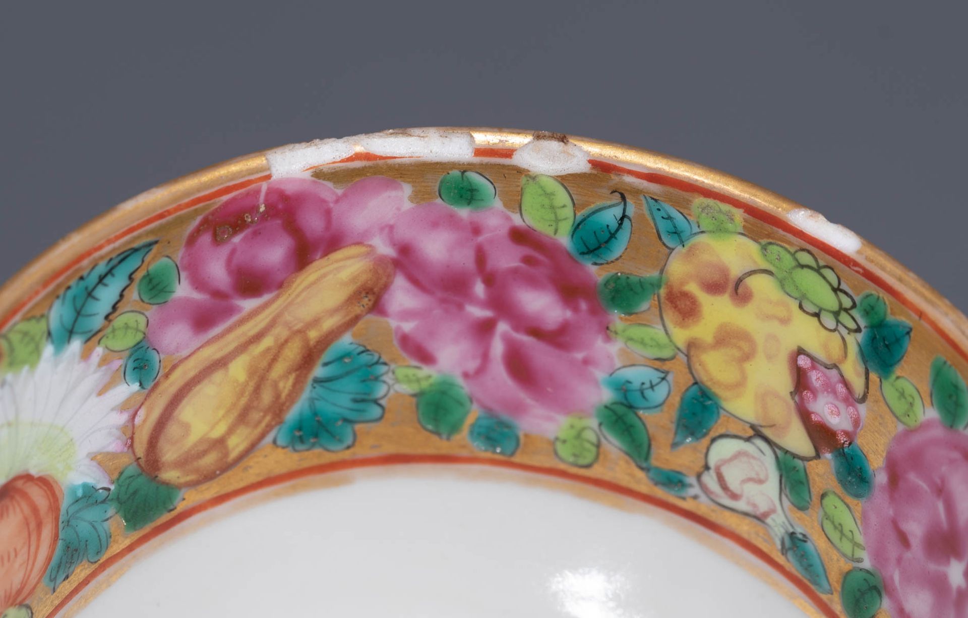 Six Chinese export porcelain Canton teacups and matching saucers - Image 31 of 62