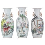 Three Chinese Qianjiang cai and polychrome decorated vases