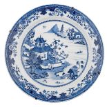 A Chinese blue and white decorated plate