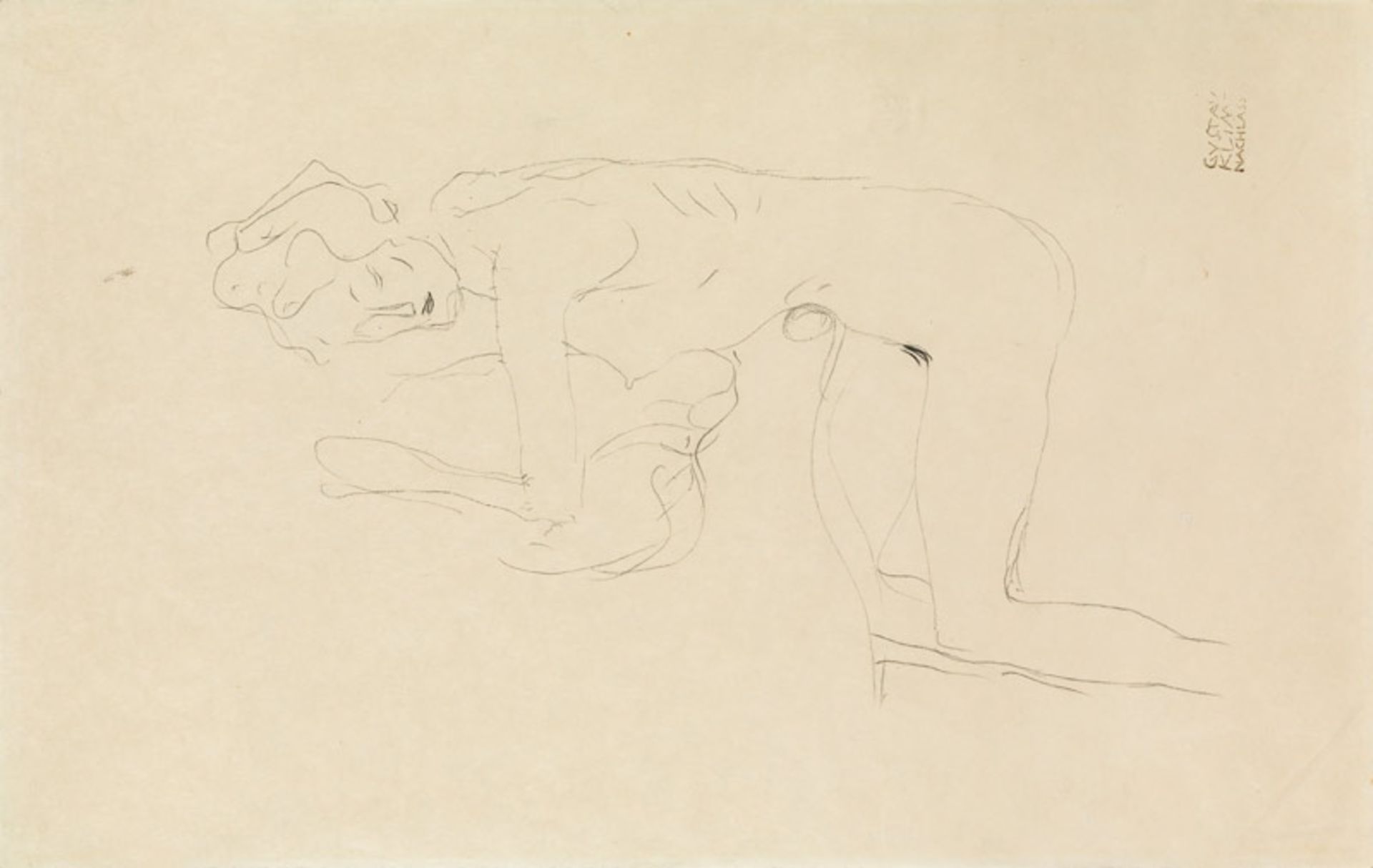 Gustav Klimt Kneeling nude facing left, 1904