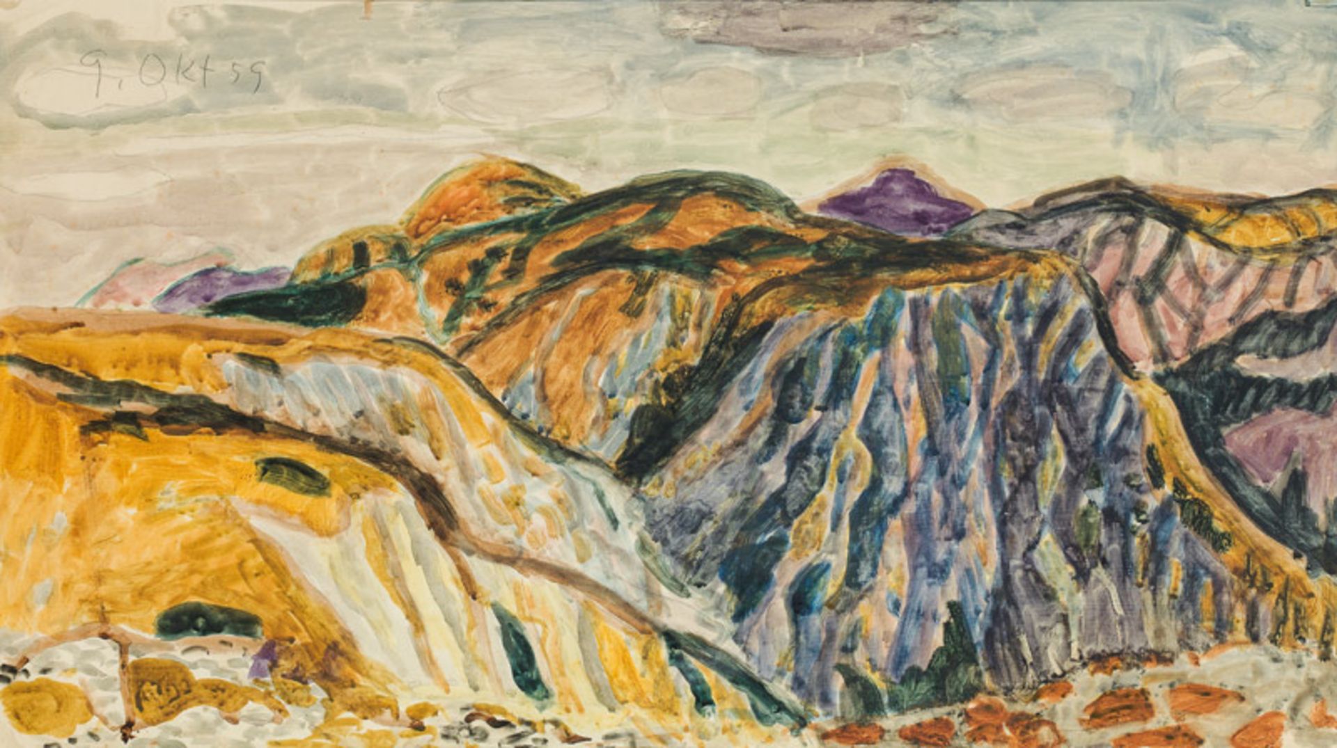 Eduard Bäumer* Dark mountains, 1959<