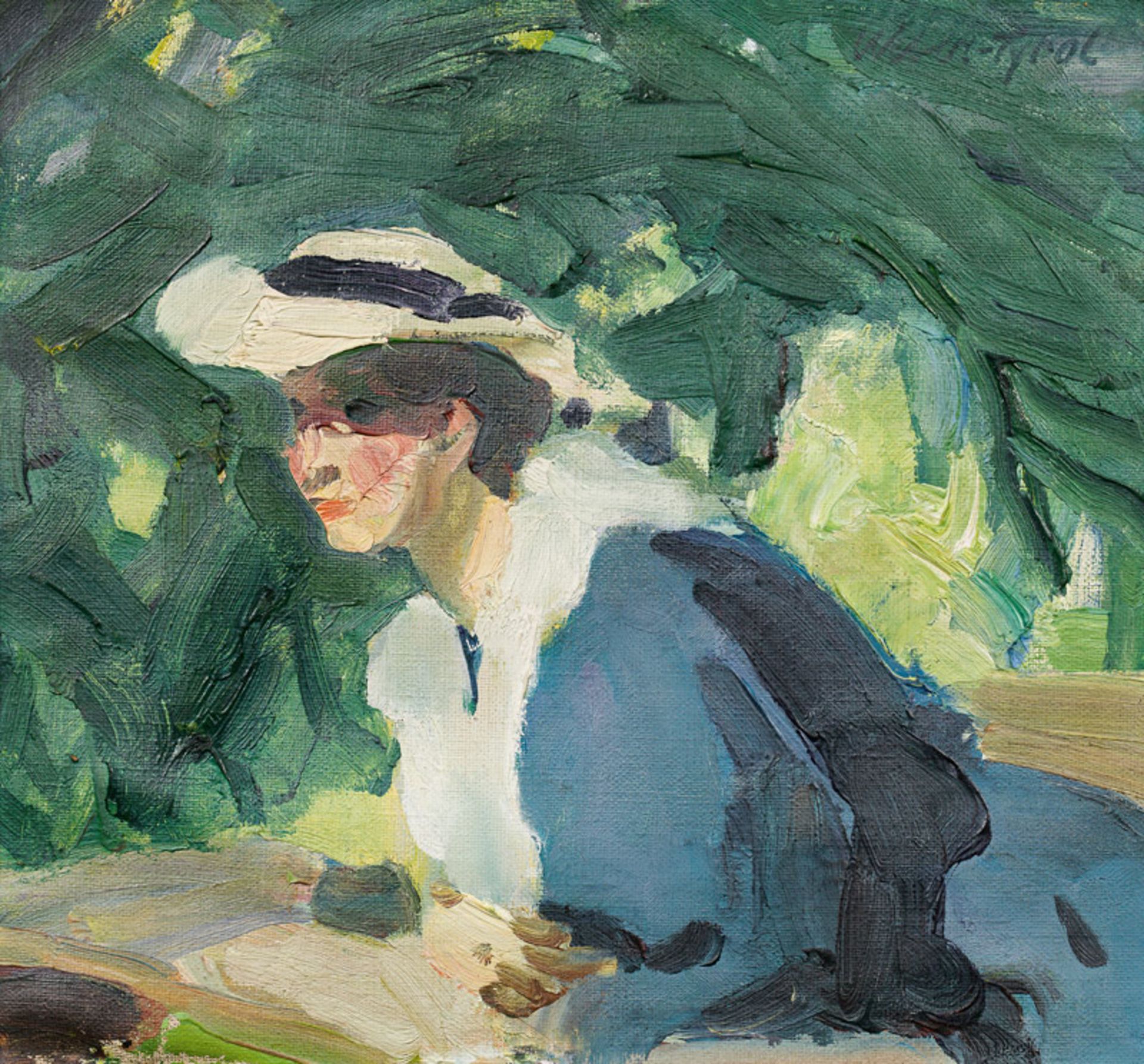 Hans Josef Weber-Tyrol* Lady in the park, c. 1910