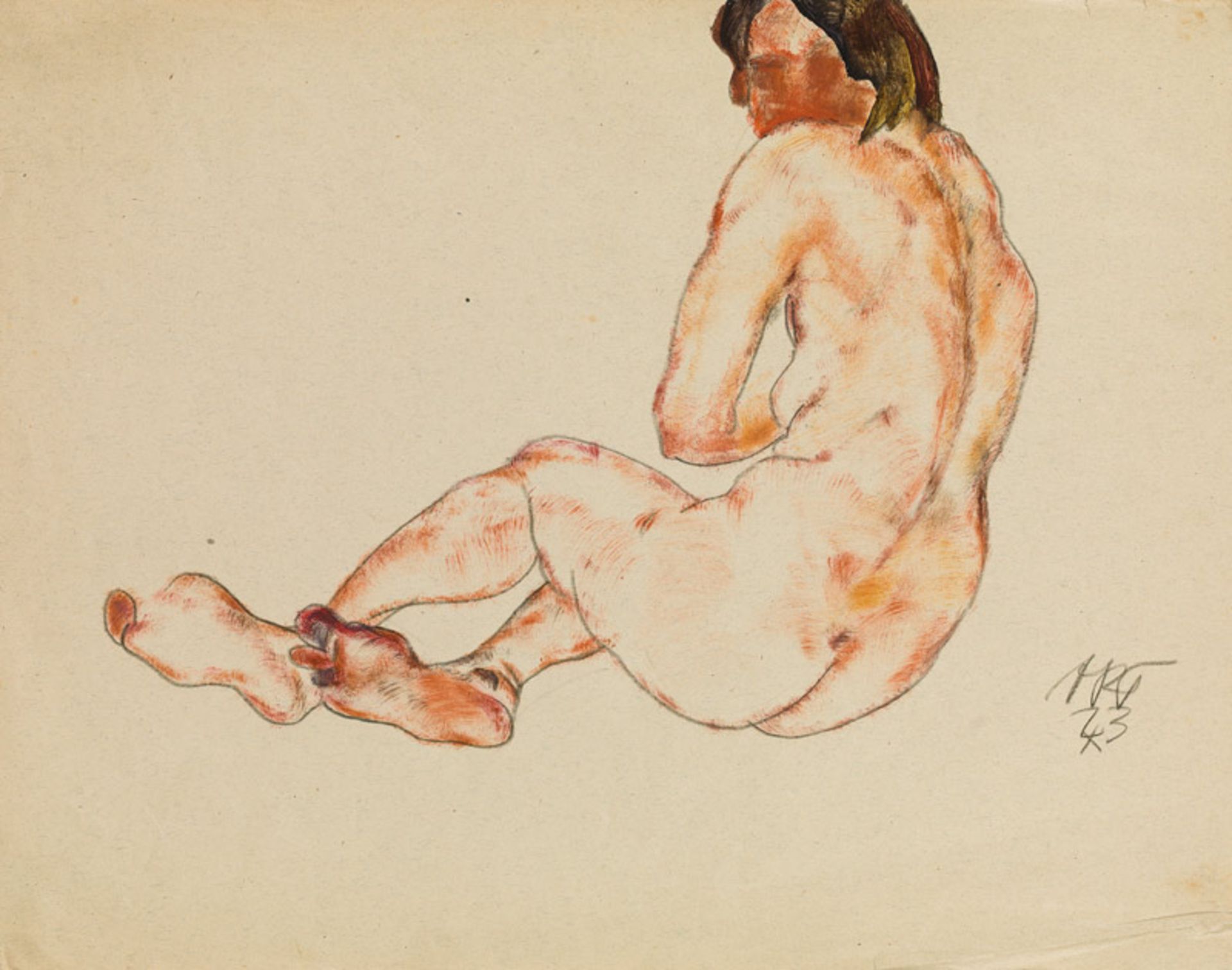 Otto Rudolf Schatz* Seated female nude, 1923