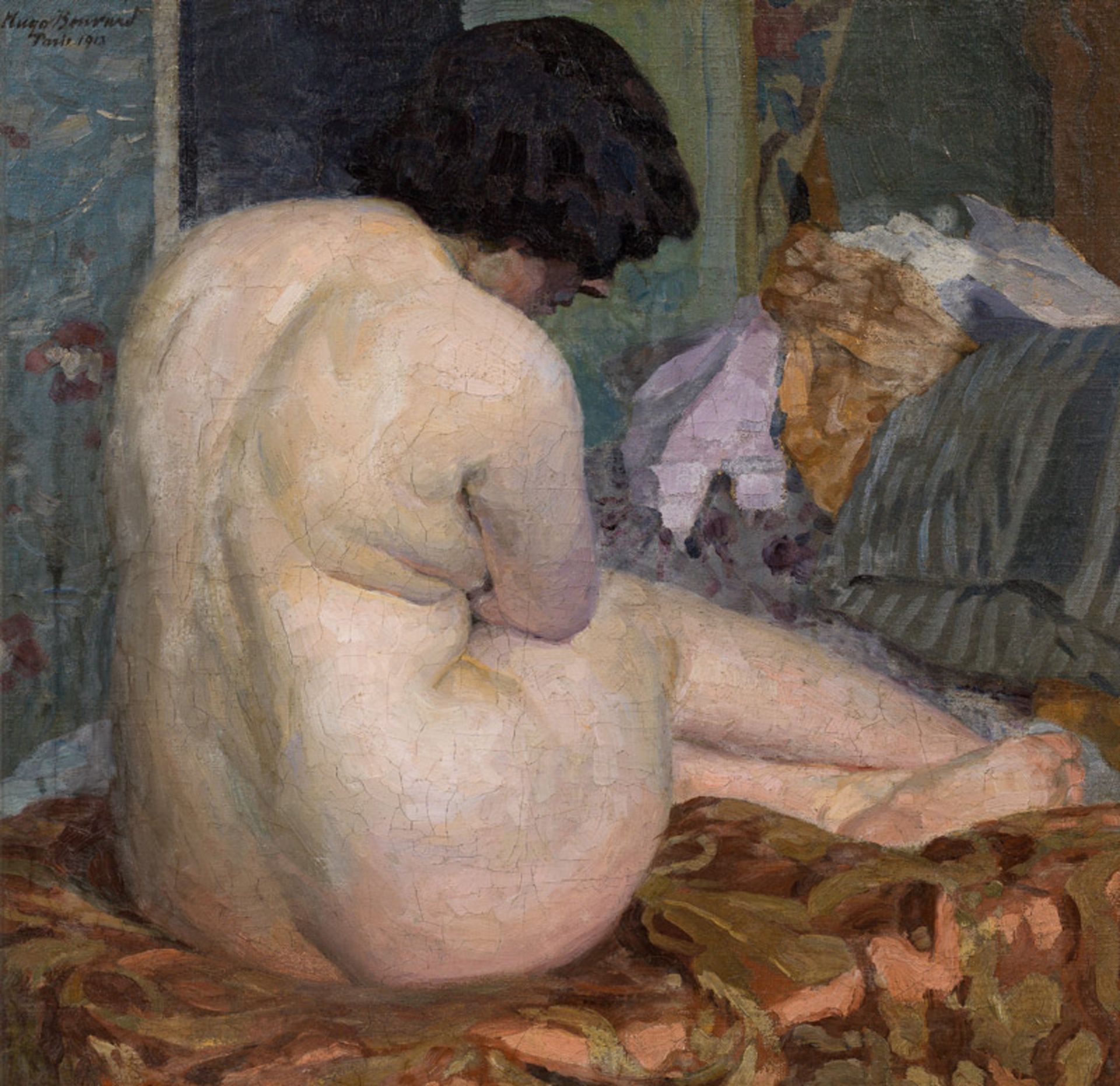 Hugo von Bouvard* Seated female nude in an interior, 1913