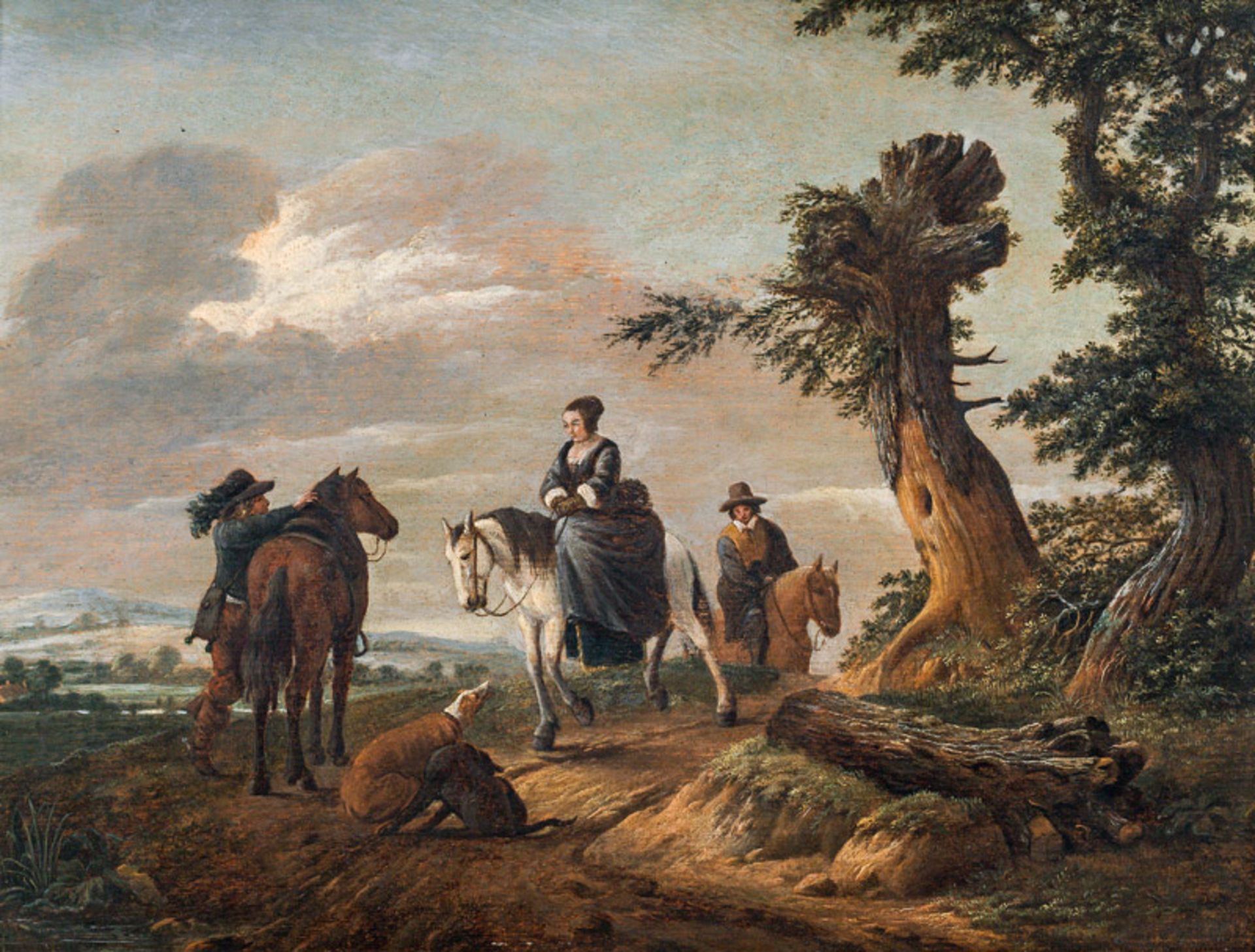 Niederländischer Künstler Equestrians in a wide landscape, 17th century