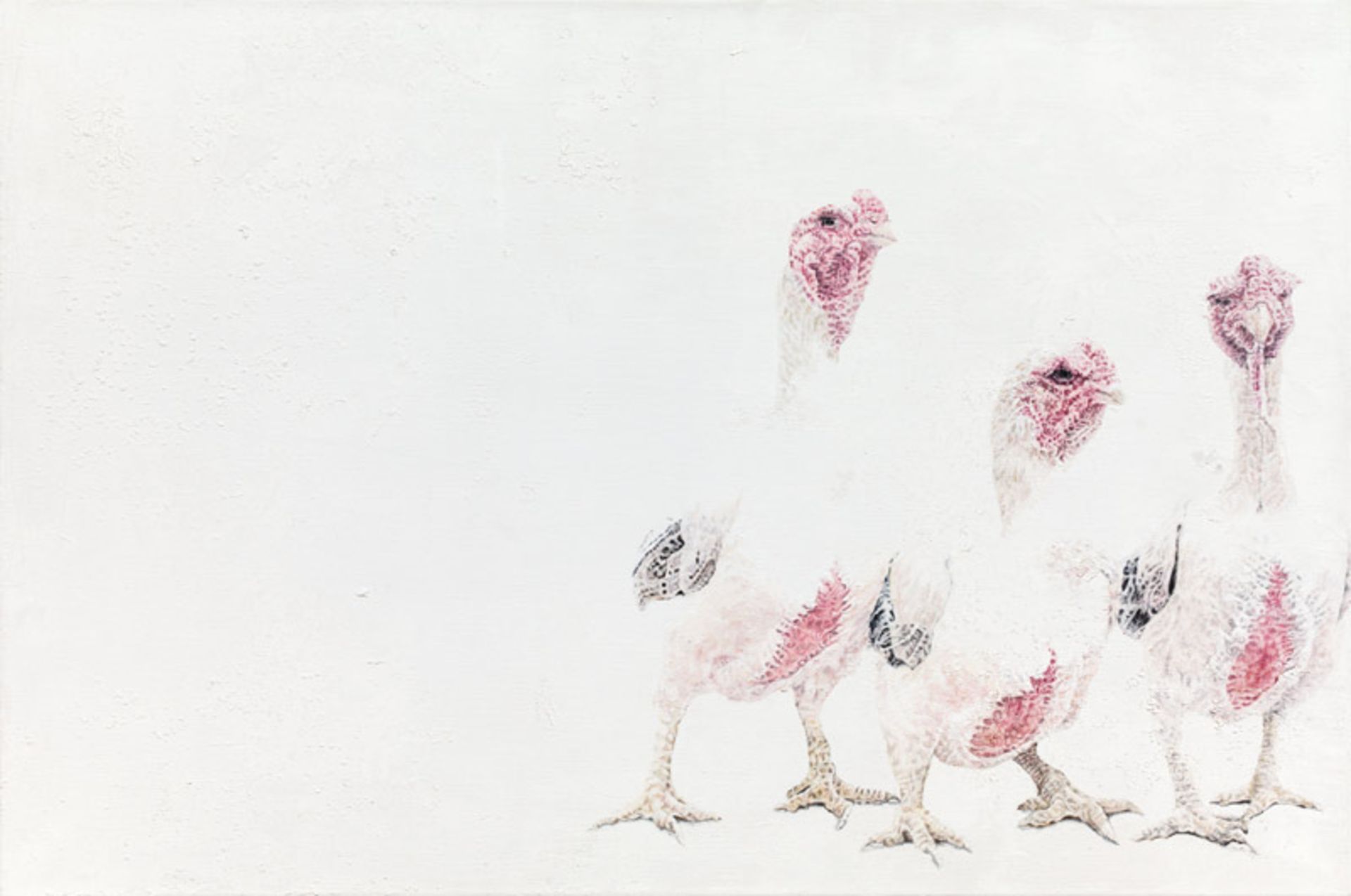 Ramona Schnekenburger* Three young fighting hens, 2020