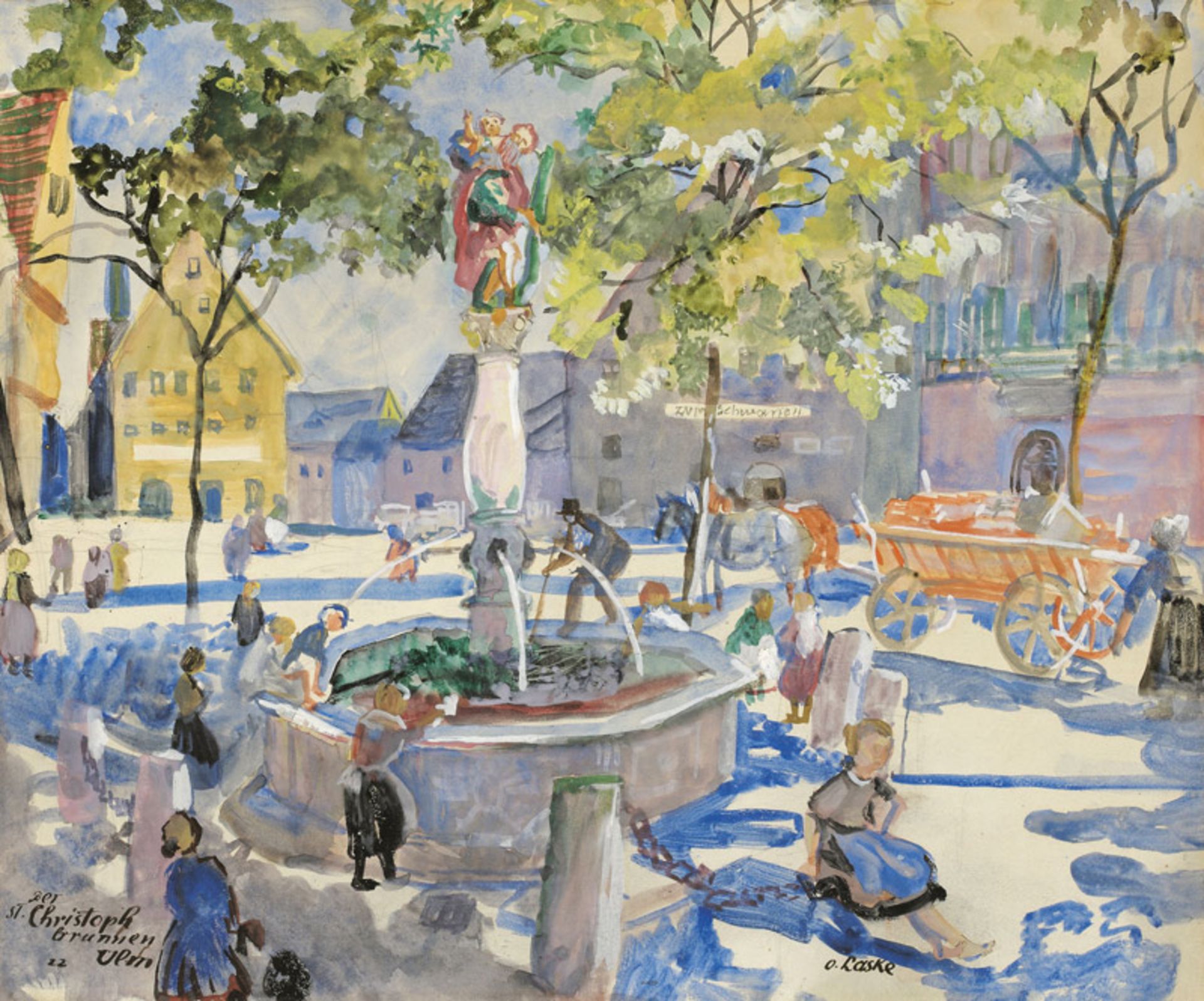 Oskar Laske* The Saint Christoph fountain, Ulm, 1922