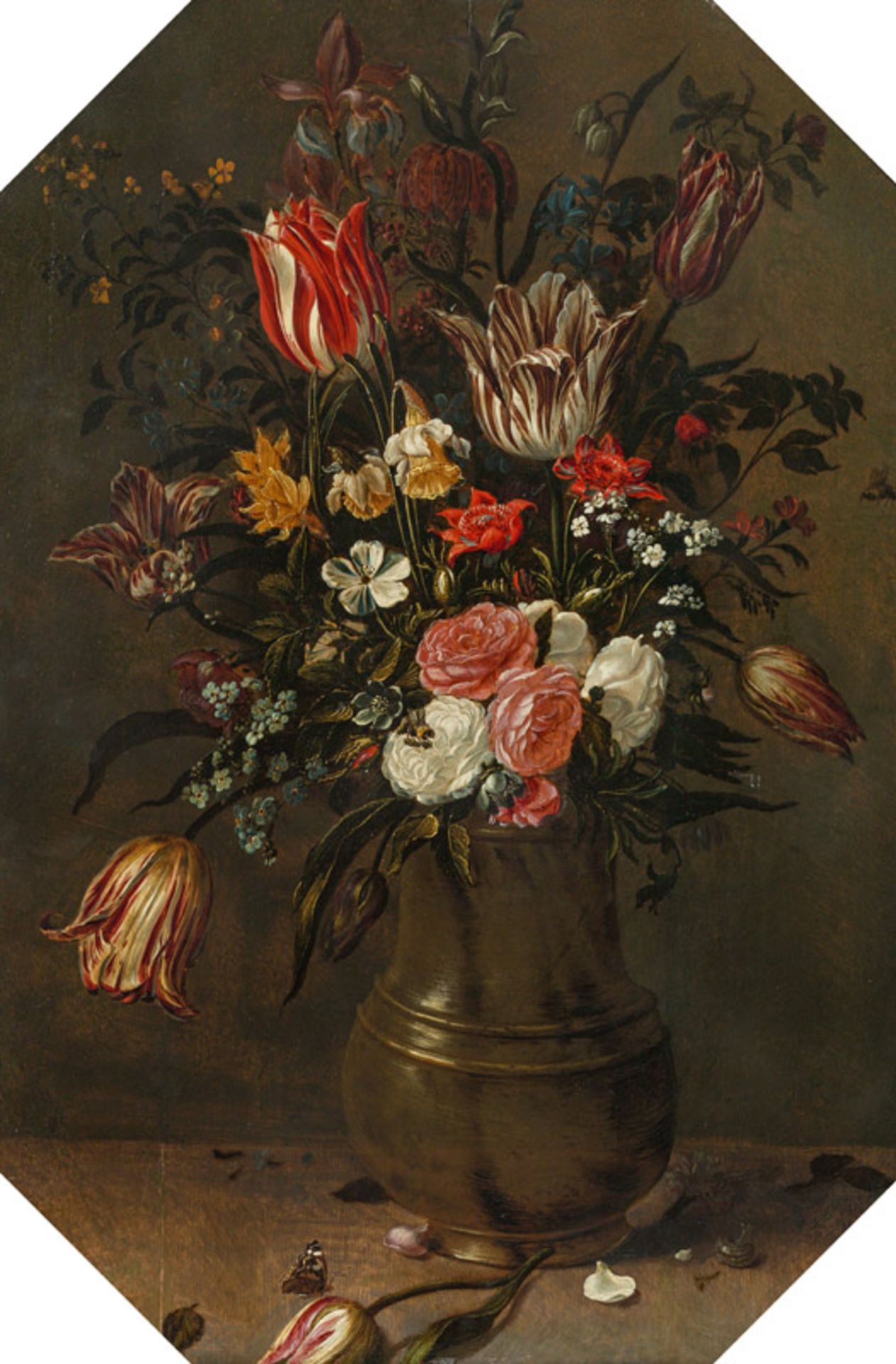 Andries Daniels Bouquet of flowers with tulips, roses, daffodils, forget-me-nots amongst oth