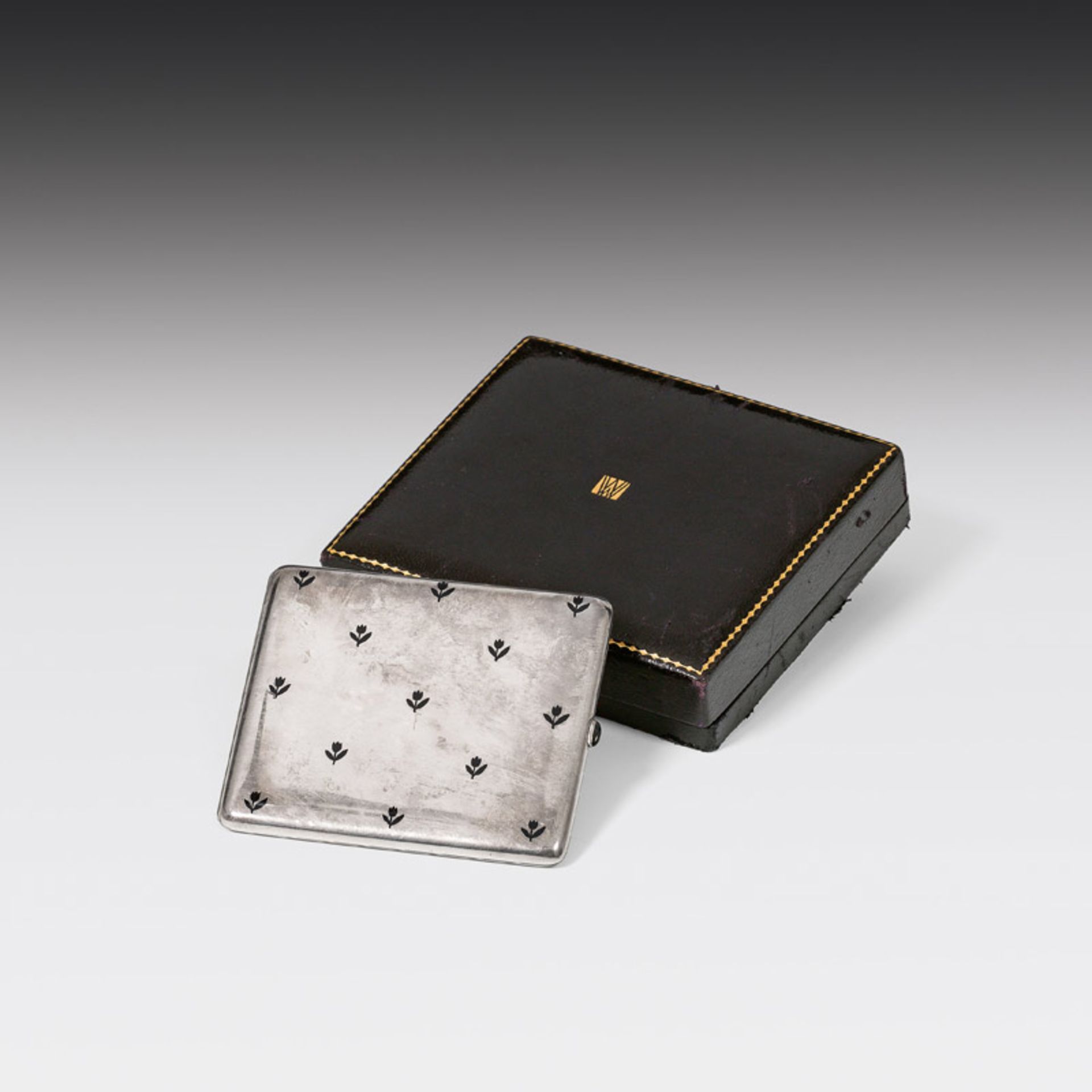 Josef Hoffmann Cigarette etui with original leather case, Wiener Werkstätte, c. 1920