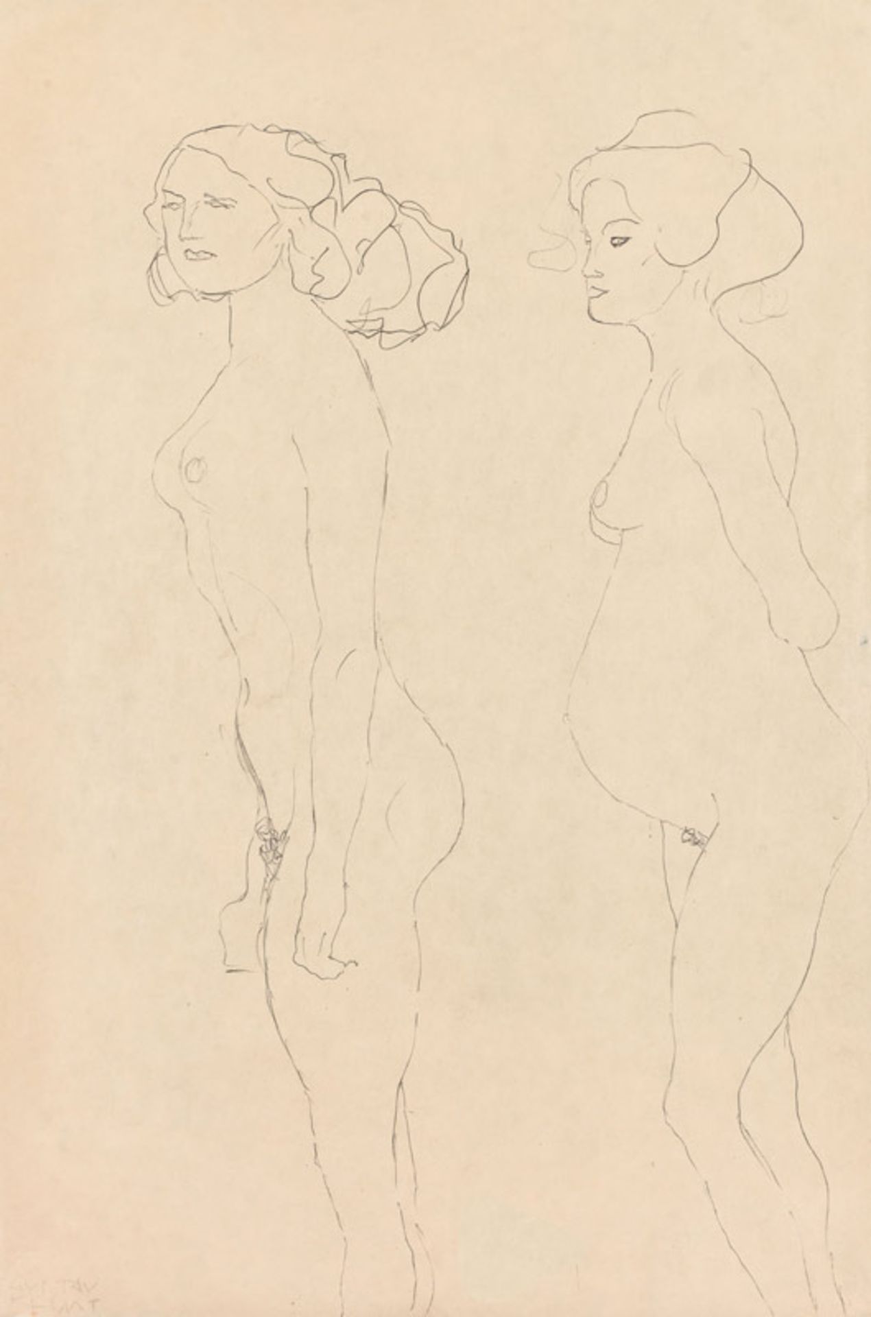 Gustav Klimt Standing female nude and pregnant nude, 1906/07