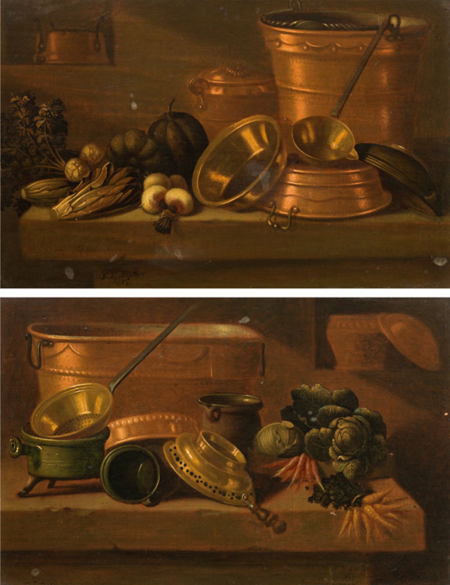 E. R. Lautter Still life with copper dish and vegetables (counterparts)