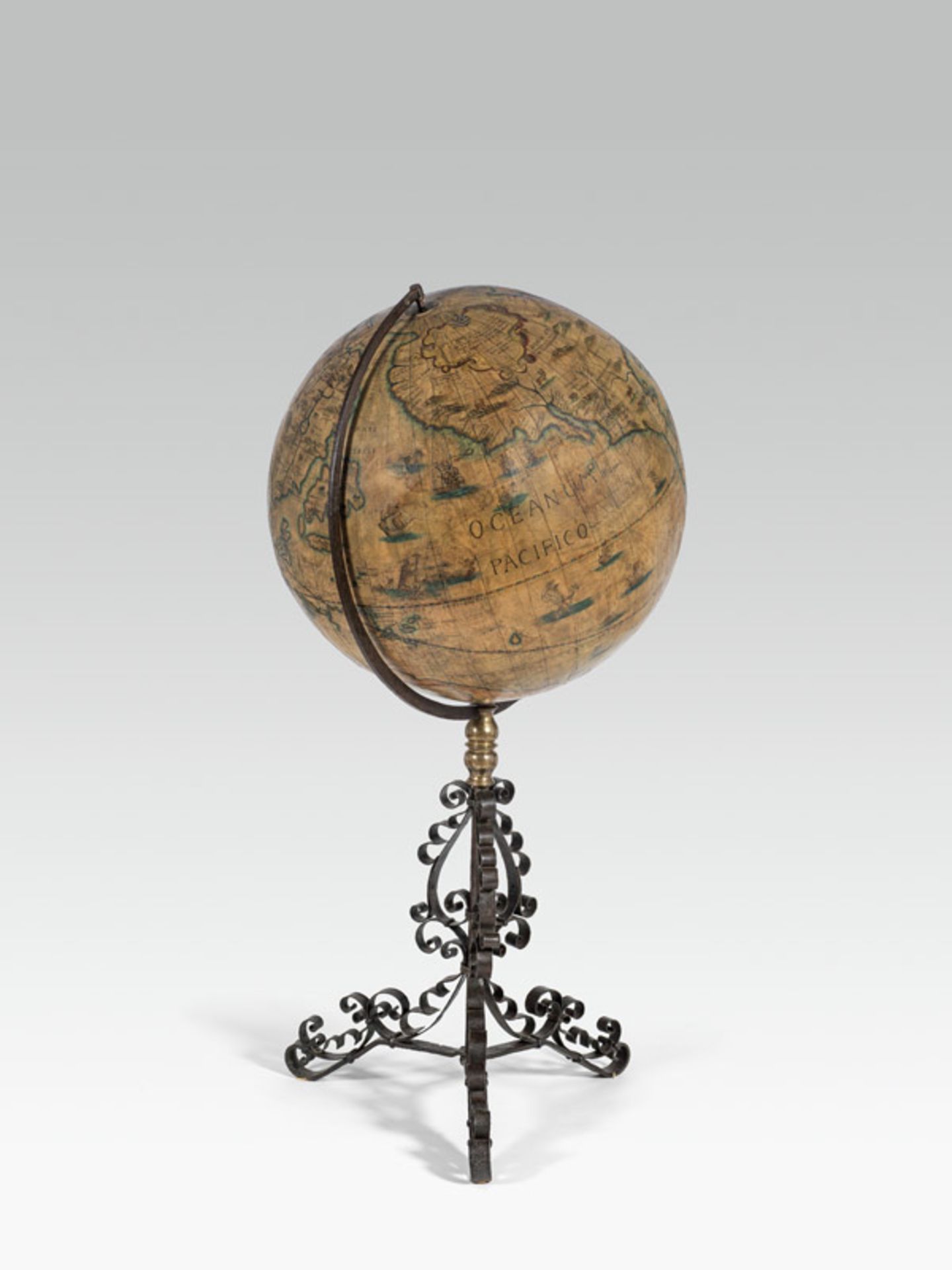 Big globe after Jodocus Hondius the Elder, 17th/18th century (base), 18th/19th century (globe)