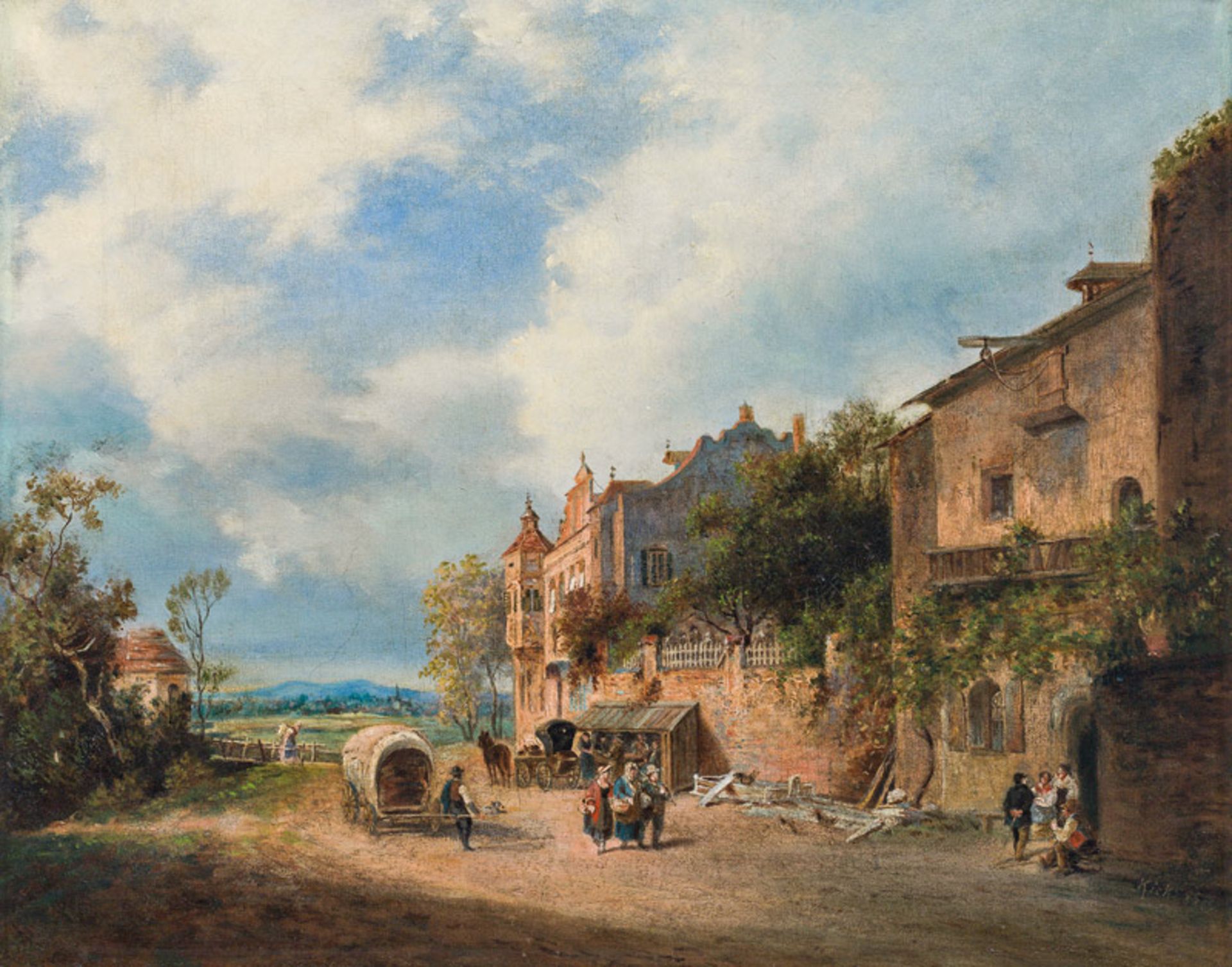 Kick Village scene (at the town wall), 1885