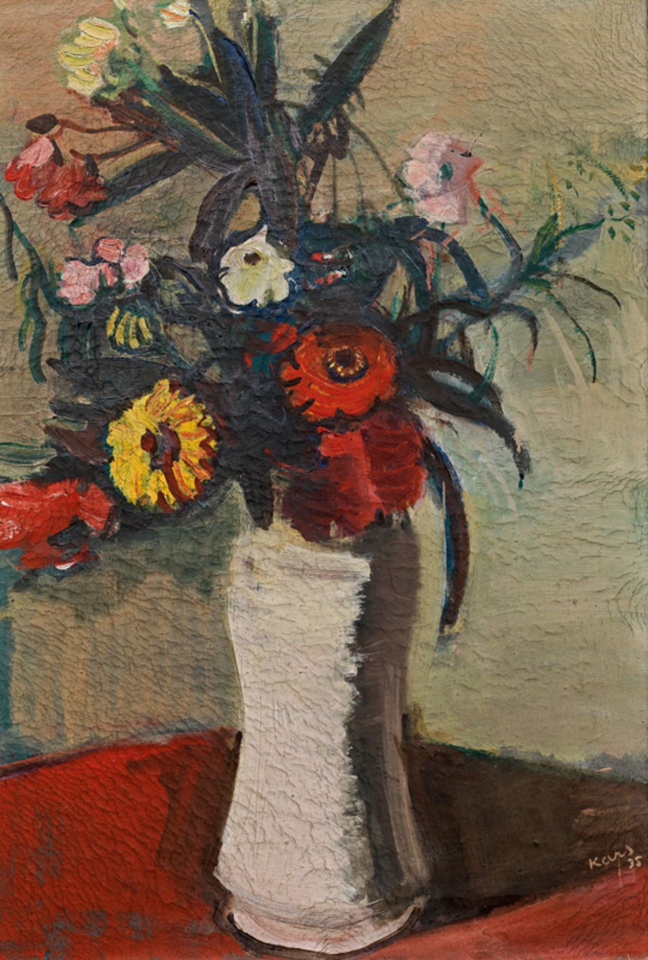 Georges Kars Flowers in a white vase, 1935