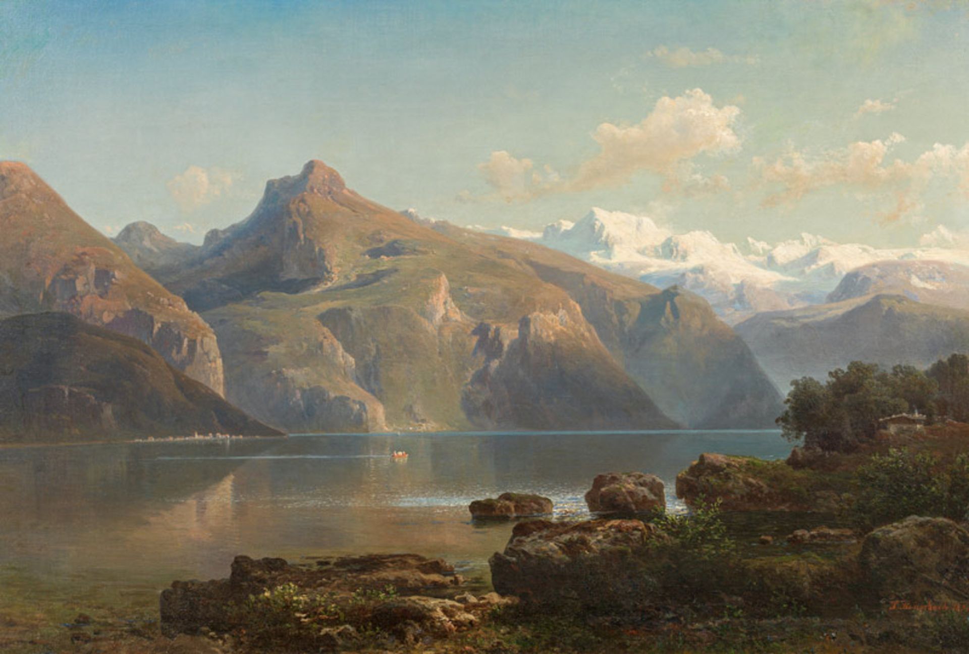 Franz Hengsbach View across a mountain lake (Vierwaldstättersee?), 1851