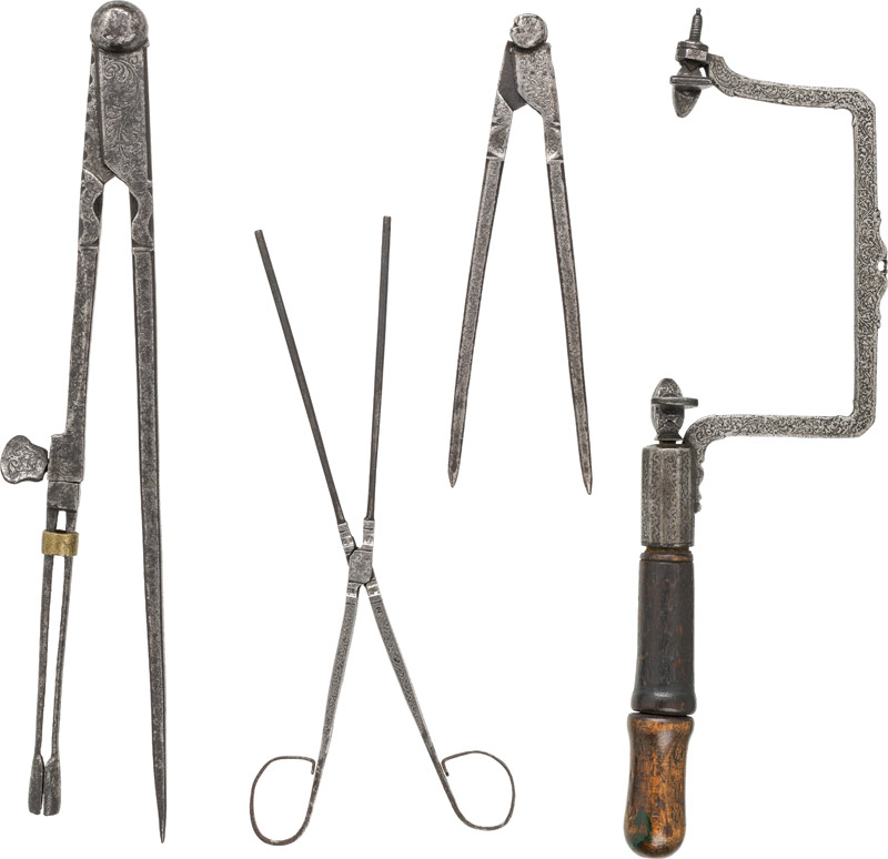 4 Werkzeuge aus der Graf Lamberg'schen Sammlung, 16./17. Jh.