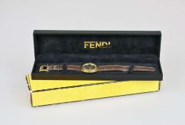 Fendi, Armbanduhr Unisex, Modell-Nr.: 310, Quarzwerk, goldfarbenes Stahlgehäuse, D.: 36 mm,