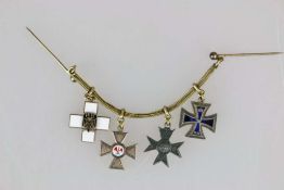 Miniaturkette mit 4 Auszeichnungen, Eisernes Kreuz 2. Klasse 1914, Verdienstkreuz