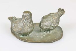 Werner KLENK (1942), Bronze, 2 Vögel auf Bronzeplatte montiert, monogr. "G WK", Maße: ca. 20 x 9