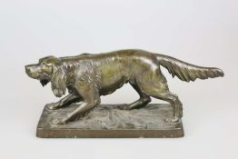 Wilhelm ZWICK (act.c.1930), witternder Jagdhund, Metall, patiniert, 20. Jh., auf naturalistisch