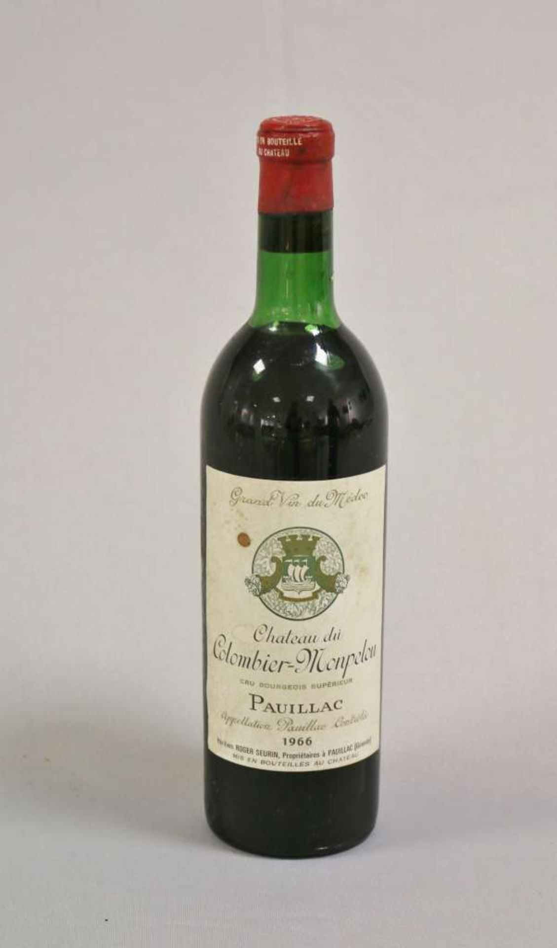 Rotwein, Flasche Chateau du Colombier-Monpelou, Pauillac, Cru Bourgeois Superieur 1966, 750 ml,