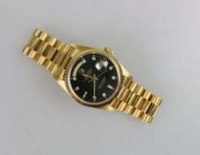 Rolex, Oyster Perpetual Day Date mit Diamanten, Automatik, 18 Kt Gelbgold, Gehäusedurchmesser (