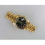 Rolex, Oyster Perpetual Day Date mit Diamanten, Automatik, 18 Kt Gelbgold, Gehäusedurchmesser (