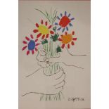 PABLO PICASSO (Malaga 1881-1973 Mougins) "Blumenstrauß" im Stein signiert Picasso, dat. 21.4.58,