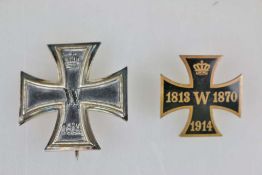 Preußen, Eisernes Kreuz 1914 1. Klasse an Nadel, geschwärzter Eisenkern, rückseitig mit