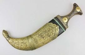 Jemen, Jambya, um 1900, originale Eisenklinge, Horngriff mit Silber- und Eisenbeschlag, 2