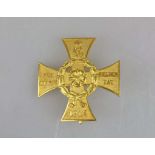 Lippe-Detmold, Kriegsehrenkreuz für heldenmütige Tat 1914, Buntmetall vergoldet, auf der Vorderseite