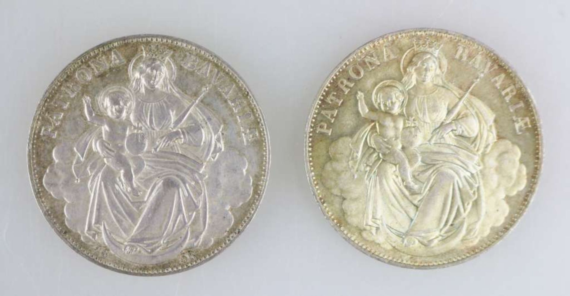 Paar Vereinstaler, Ludwig II (1866-1871), Patrona Bavariae Silber, Rand: XXX Ein Pfund Fein, D.: ca. - Bild 2 aus 2