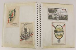 Postkarten, 27 Karten, Motive erster Weltkrieg, zumeist mit Bezug zum Eisernen Kreuz, vorwiegend