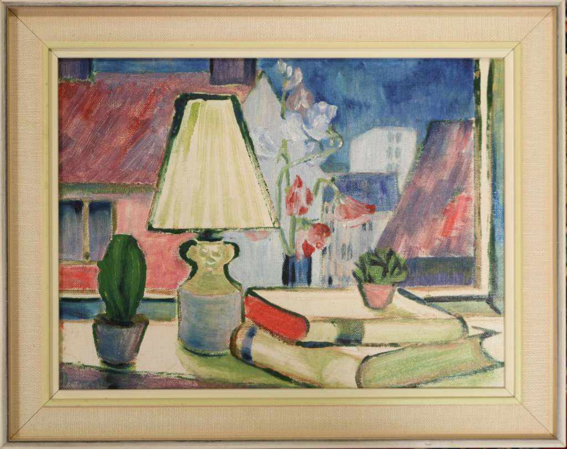 Hildegard Hedwig URBAN (1919-1998), Öl auf Hartfaser, "Blick aus dem Fenster", Maße: ca. 32 x 42 cm, - Bild 2 aus 2