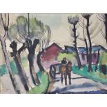 Helmut MACKE (1891-1936), Aquarelle auf Bütten, "Allee mit Kutsche", u.li. sign., Maße: ca. 27 x