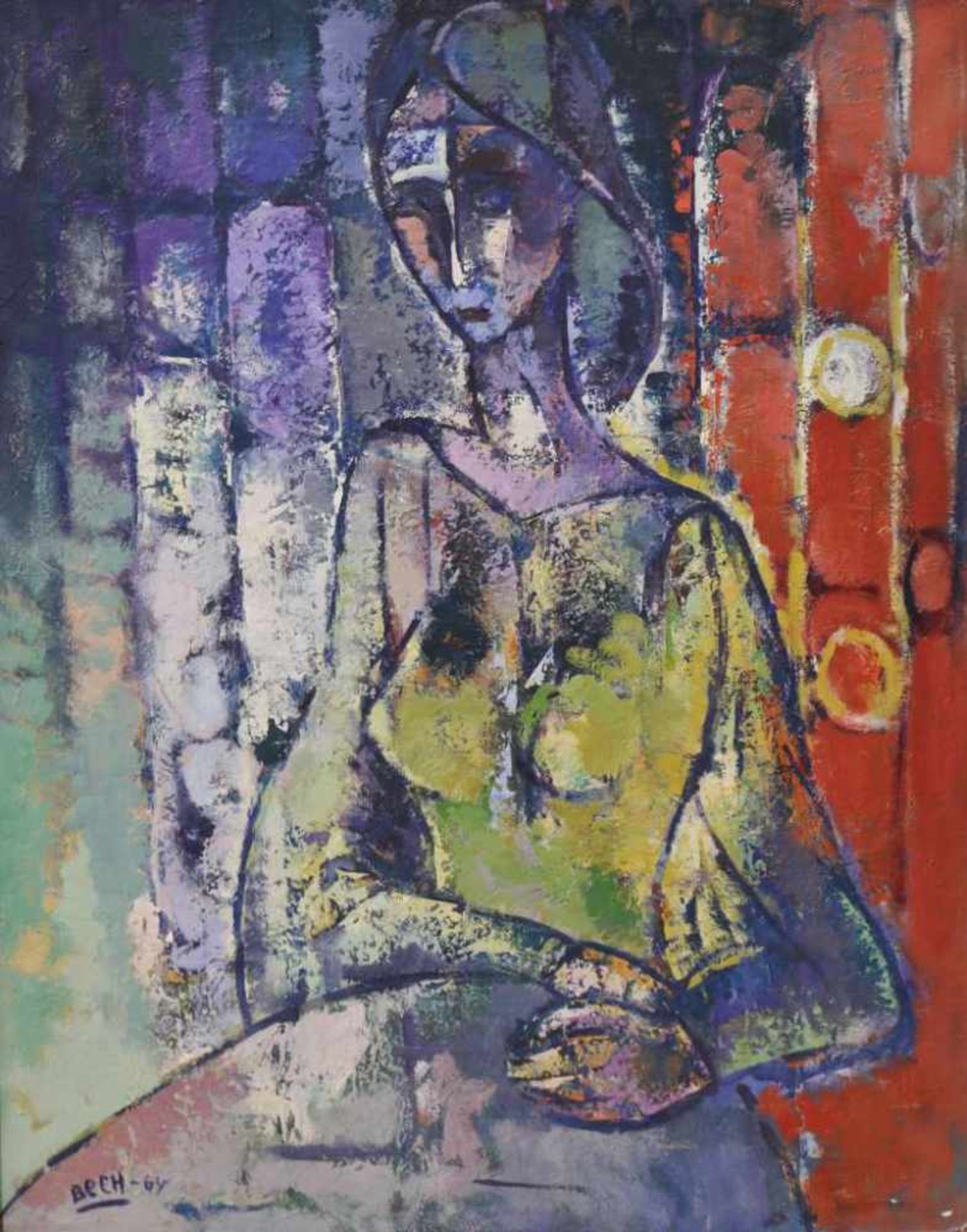 Pere BECH (1920), abstraktes Damenportrait, Öl auf Leinwand, u. li. signiert u. datiert "Bech 64",