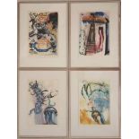 Salvador DALI (1904-1989), vier Blatt aus Alice im Wunderland, 1968/9, Heliogravure. Maße: 39,5 x 27