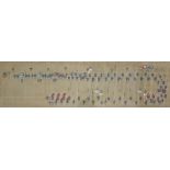 Chinesisches Prozessionsbild, Ende 19. Jh., wohl Gouache auf Seide, Maße: ca. 33 x 112 cm, Alters-