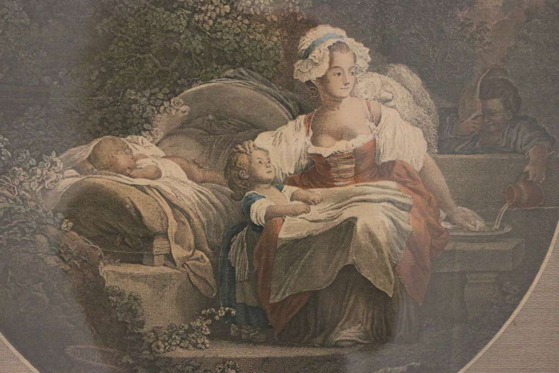 Nicolas DE LAUNAY (1739-1792), Farbradierung, "La bonne mere" nach Fragonard. Druckmaße: ca. 44 x - Bild 5 aus 5