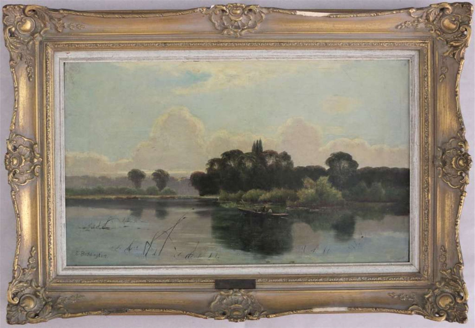 Edwin Henry BODDINGTON (c.1836-1905), Öl auf Leinwand, u.l. sign., Angler auf dem See am Abend. - Image 2 of 4