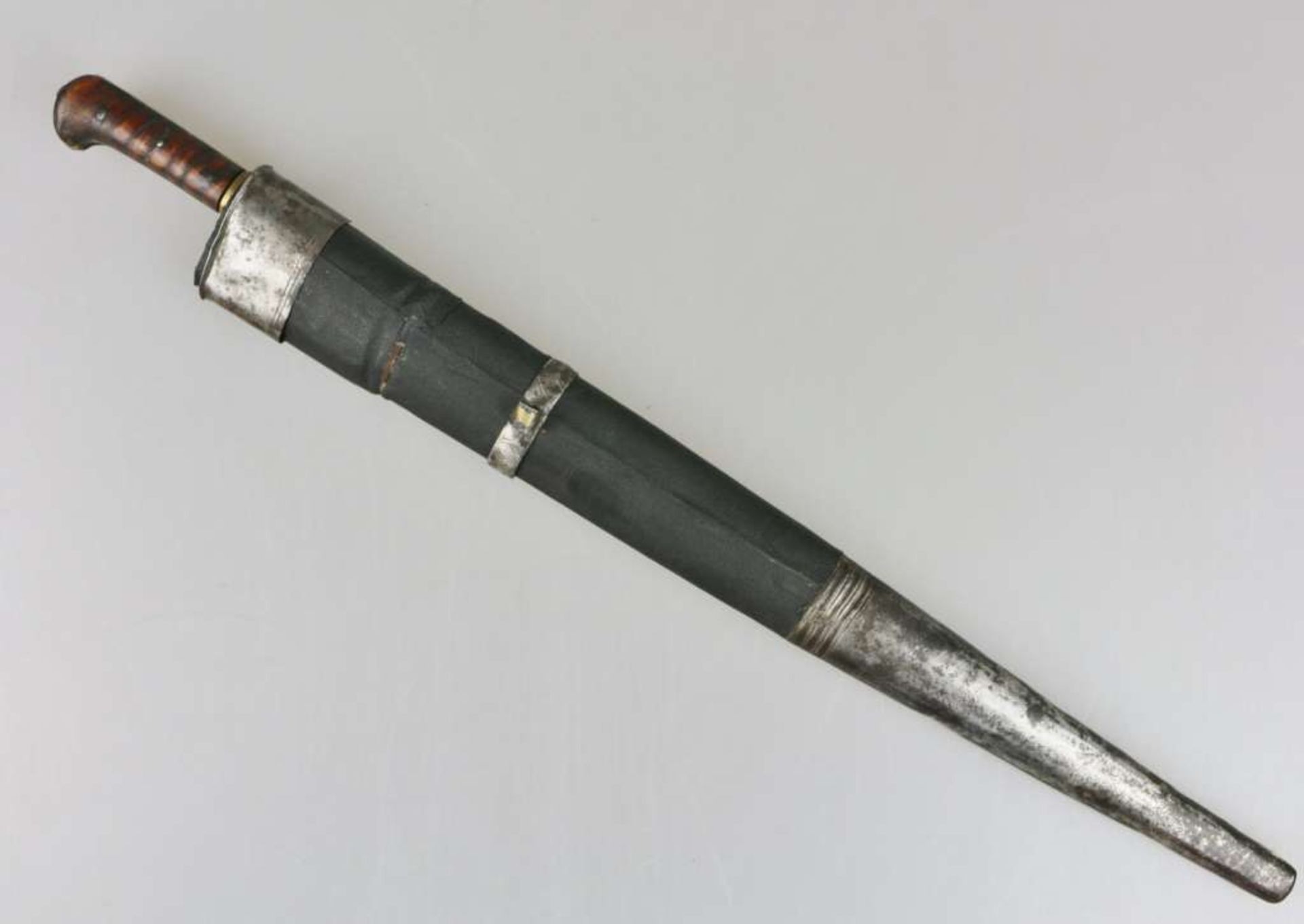 Afghanistan ca. 1850, Kybermesser mit original Scheide und Beschlägen, Lederbezug erneuert, - Bild 2 aus 4