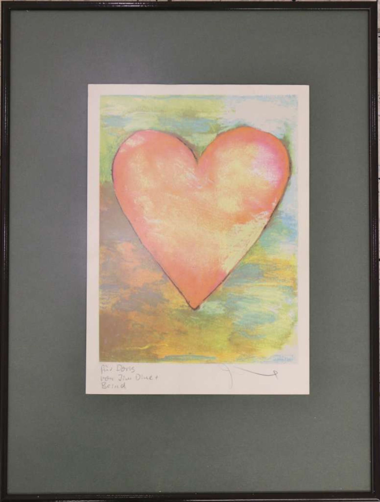 Jim DINE (1935), Farbserigraphie, o. Aufl., signiert und mit Widmung versehen, heart, Maße: 22 x - Bild 2 aus 4