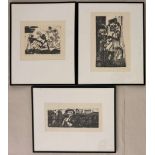 Hubert BERKE (1908-1979), drei Holzschnitte, jew. sign., Titelei: Totentanz, Moorregen,