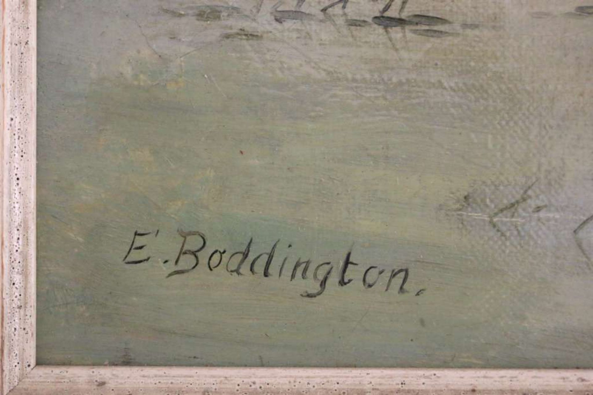 Edwin Henry BODDINGTON (c.1836-1905), Öl auf Leinwand, u.l. sign., Angler auf dem See am Abend. - Image 3 of 4