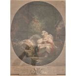 Nicolas DE LAUNAY (1739-1792), Farbradierung, "La bonne mere" nach Fragonard. Druckmaße: ca. 44 x